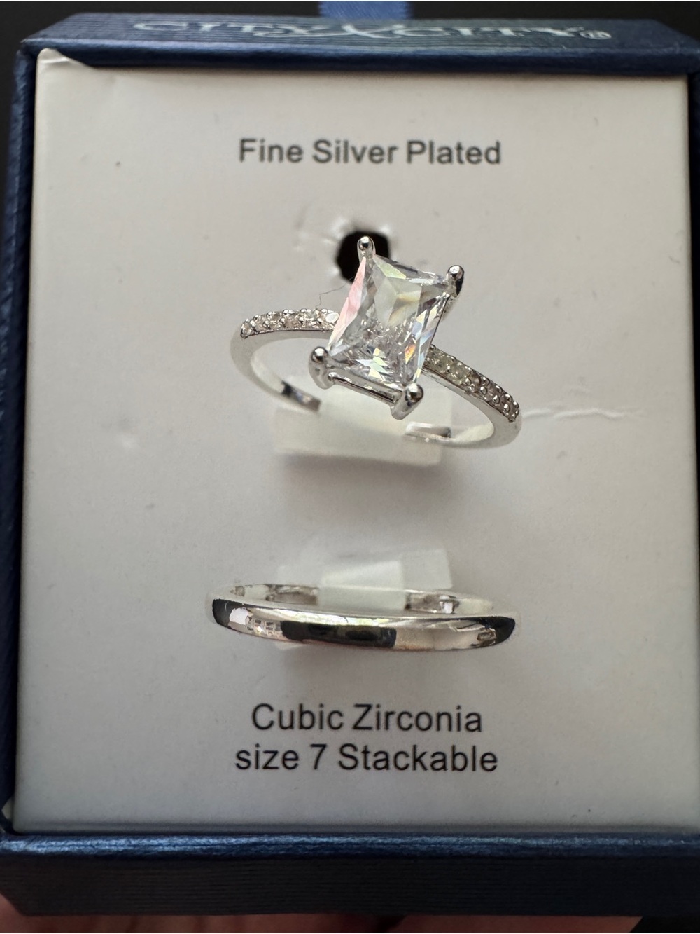 Fine Silver-Plated Clear Cubic Zirconia Stackable Ring Set - Silver
